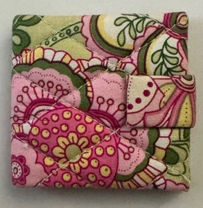 Vera Bradley Limited Ed. Petal Pink Mini Mirror Case with Photo Frame Pink Green - Picture 1 of 3