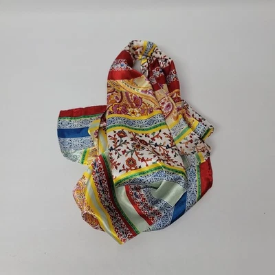 Bufanda de cachemira 53" colorida floral a rayas satinada bufanda larga Foto 1 de 4