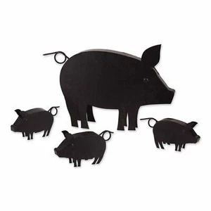 DECORACIÓN DE CAMPO 4 PIEZAS CERDO CON LECHONES ESCULTURA DE HIERRO - Imagen 1 de 8