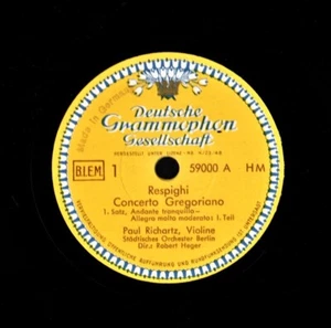 RICHARTZ,Paul, violin. REspighi. Concerto Gregoriano. 78 DGG 59000-59003 Tulip - Picture 1 of 1