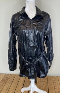 NY&C NWT $64.95 women’s Button up Belted jacket size L black M6 - Picture 1 of 10