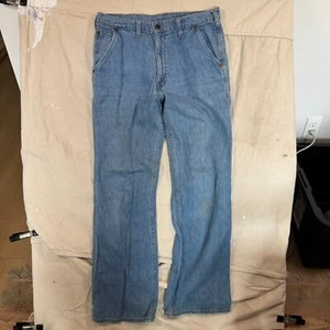 Pantalones de mezclilla Levis de colección para hombre 32x32 productos frescos hebilla lengüeta naranja acampanados años 70 raros - Imagen 1 de 10