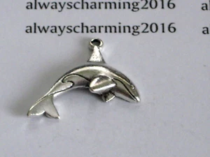 SILVER TBN 6 "DOLPHIN" CHARMS OCEAN AQUATIC MAMMALS FOR BRACELET JEWELRY - Picture 1 of 5