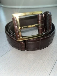 Stefano Ricci Mens Brown Crocodile Leather Belt Gold Hardware Size 105/40 - Picture 1 of 8