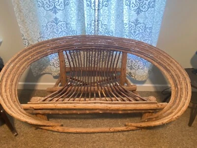 Adirondack Style Handmade Wooden Twig Sofa Loveseat Oval Shape Great Cond. RARE - Image 1 of 4