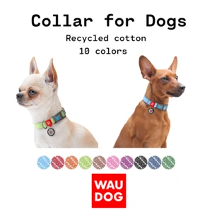 WAUDOG collar de perro, pasaporte QR, algodón, hilo reflectante, tallas S, M,... - Imagen 1 de 34