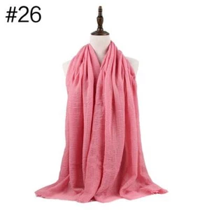 6x3 FT Cotton Women Viscose Maxi Crinkle Cloud Hijab Scarf Shawl Islam Muslim - Picture 1 of 32