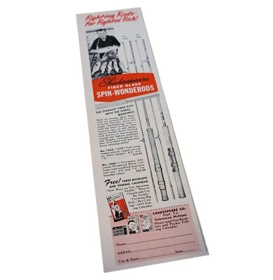 Vtg 50's Shakespeare Caña de pescar de fibra de vidrio Spin Wonderods AD 1955 Foto 1 de 4