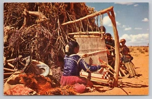 Postal de arte nativo americano tejedor navajo - Imagen 1 de 2