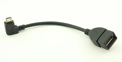 90° Right Angle OTG Micro USB B Male to USB 2.0 Female Data Charge Adapter Cable - Image 1 of 4