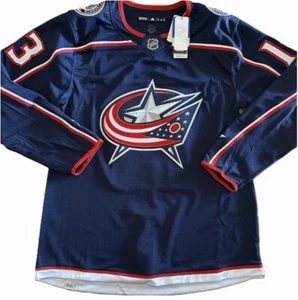 Adidas Atkinson Columbus Blue Jacket NHL Fight Strap Patched Home Jersey Mens - Picture 1 of 7