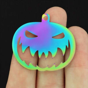 2 dijes de acero inoxidable galvanizado arco iris calabaza de 2 caras - SSP064 - Imagen 1 de 1