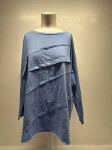 Planet Tunic Top Blouse Shirt Long Sleeve Jersey Pima Cotton Light Blue One Size - Picture 1 of 9