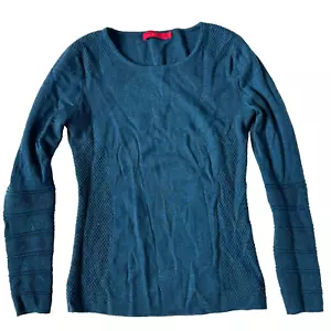 Krimson Klover Womens S Merino Wool Sweater Pullover Peacock Blue Green Texture - Picture 1 of 5