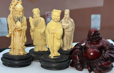 Feng Shui Reyes Magos Inmortales Afortunados de Larga Vida Fama Fortuna Budda Rojo Foto 1 de 4