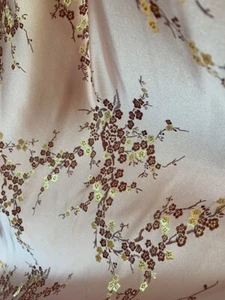 Pale Pink Cherry Blossoms Floral - Faux Silk Brocade Jacquard Fabric - Picture 1 of 4