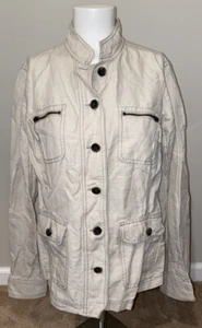 Eddie Bauer Large Button Up Linen Blouse Woman’s, Beige - Picture 1 of 3