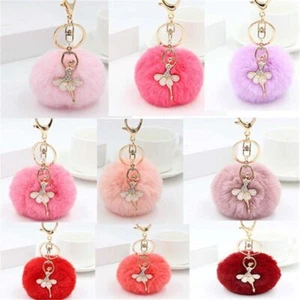 Cute Car bag Key Ring Fake Fur Key Chain Women Trinket Car keychain Jewelry Gift - Picture 1 of 35