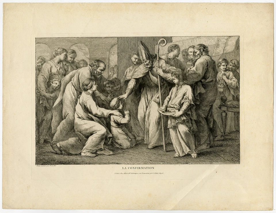 Antique Master Print-RELIGION-CONFIRMATION-Tremoliere-ca. 1720 - Image 1 of 1