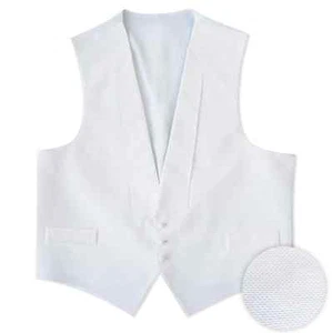 White Pique fullback Tuxedo Vest Bow Tie Adjustable waist 100% Cotton FREE SHIP - Picture 1 of 2