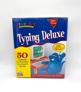 Vintage Big Box PC Typing Deluxe NEW SEALED Dinosoft Windows 95 & 3.1 Kids 90s - Picture 1 of 9