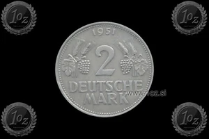 GERMANY 2 DM / DEUTSCHE MARK 1951 F ( EAGLE ) Standard coin (KM# 111) XF - Picture 1 of 5