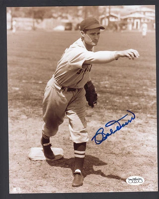 Bobby Doerr Signed 8x10 Sepia Color Photo Red Sox Fielding Throw JSA - Image 1 of 3