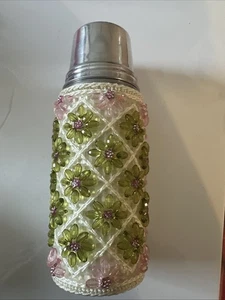 90er Jahre Vintage Shabby Chic Thermoskanne mit Perlenstickerei  - Bild 1 von 6