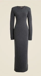 J CREW SPRING STREET CASHMERE MAXI SWEATER DRESS IN GRAY Sz L NWT - Picture 1 of 23