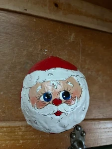 Handmade Artist Signed Painted Paper Mache Santa Claus Christmas Tree Ball Orna - Picture 1 of 9