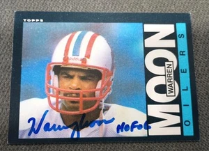 Tarjeta de novato de fútbol americano Topps autografiada por Warren Moon 1985 firmada automática - Imagen 1 de 2