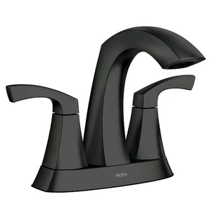 Moen 84506BL Lindor Zweigriff Hochbogen Bad Wasserhahn Matt Schwarz - Bild 1 von 6