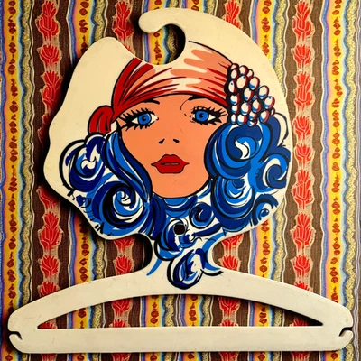 Percha facial mod vintage BG Milano pelo azul dama mujer difícil de encontrar turbante Italia 14" LEER Foto 1 de 4