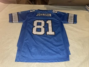 Youth L/xl 14-16 Calvin Johnson Reebok Detroit Lions Jersey Sewn Clean NFL Blue - Picture 1 of 10