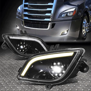 FOR 18-24 FREIGHTLINER CASCADIA 3D DRL FULL LED PROJECTOR FOG LIGHT LAMPS BLACK - Picture 1 of 8