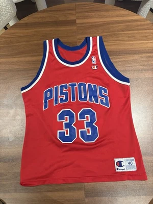 Camiseta deportiva de baloncesto Grant Hill Detroit Pistons vintage campeona de los 90 de la NBA talla 40 M Foto 1 de 4