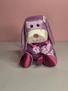 Vintage Russ Berrie Satin Purple Puppy Plush Pink Heart Satin  - Picture 1 of 10