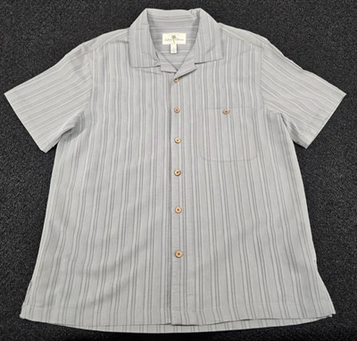 Camisa de campamento hawaiana grande gris Rayón Island Shores manga corta abotonada playa Foto 1 de 4
