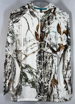 Cabelas Zonz Woodlands Camo Sz Small 1/4 Zip Long Sleeve Hooded Pullover x82 - Image 1 of 4