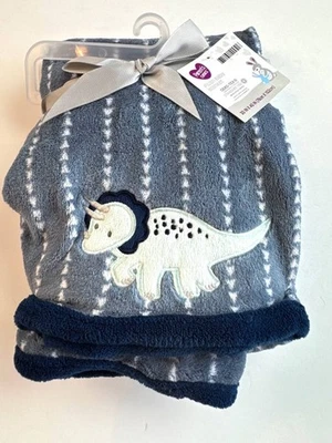Parent's Choice Baby Blanket Replacement Blankie Dino Dinosaur Triceratops Blue - Image 1 of 4