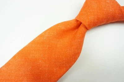 Kiton Linen Blend Pumpkin Orange Seven Fold Tie Made in Italy NEW - Image 1 of 4