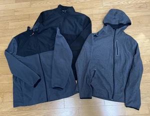 Lot 3 ! Athletic Light Weight Men Full Zip Sweatshirt Track Jacket XL Grey Black - Picture 1 of 6