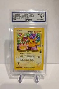 2021 Pokémon TCG: 25th Anniversary - Birthday Pikachu - #24 - AGS NM-MT+ 8.5 - Picture 1 of 2