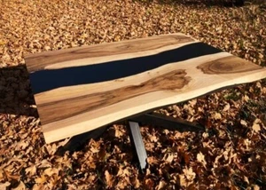 Wooden Epoxy Black Table, Console table, Wooden Table, Resin Table top - Picture 1 of 5