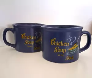 Chicken Soup for the Soul Soup Mug Cup Dusty Blue Vintage 2001 SET OF TWO - Picture 1 of 4