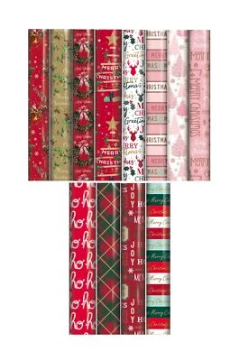 8 Rolls Christmas Gift Wrapping Paper Assorted Traditional Contemp Blush Mix - Image 1 of 2