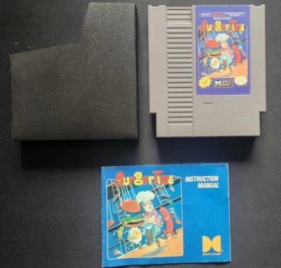Burger Time (NES, Nintendo Entertainment System, 1987) with Manual, Tested - Image 1 of 4