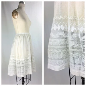 1800s hand woven embroidery netting slip petticoat - Picture 1 of 7