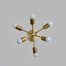 6 Light Mid Century Brass Sputnik chandelier light Fixture made from solid brass