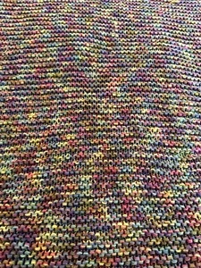 Handknit Multicolor Knit Baby Blanket, handmade 31" X 38" 600g - Picture 1 of 7